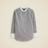 Tuxedo popover shirt in striped cotton poplin