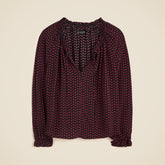 Popover top in ditsy floral crepe de chine