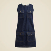 Patch-pocket shift dress in denim