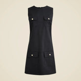 Patch-pocket shift dress in stretch chino