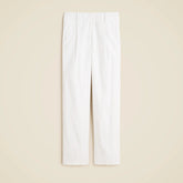 Pleated tapered pant in pinstripe linen-viscose blend