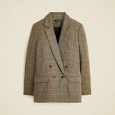 Double-breasted blazer in glen plaid wool