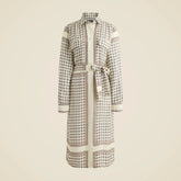 Tie-waist shirt-dress in foulard print