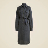 Tie-waist shirt-dress in ditsy floral print