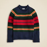 Kids' heritage cotton Rollneckâ„¢ sweater in rugby stripe