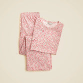 Short-sleeve pajama pant set in floral-print tissue crepe