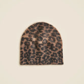Brushed cashmere beanie in leopard print
