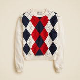 Perfect cashmere crewneck sweater in argyle