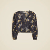 Brushed cashmere party cardigan in marigold print