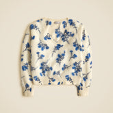 Brushed cashmere V-neck sweater in toile floral print