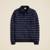 Heritage cotton long-sleeve sweater-polo in stripe
