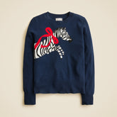 Cashmere classic-fit crewneck sweater in zebra intarsia