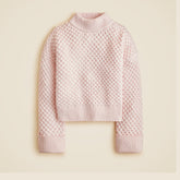 Honeycomb mockneck sweater in wool blend