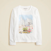 Girls' long-sleeve NYC holiday graphic T-shirt with sequins