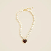 Pearl heart acetate necklace