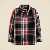 Kids' cotton poplin button-down in tartan