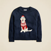 Kids' holiday dog intarsia sweater in cotton