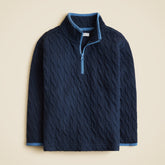 Kids' cable-knit quilted half-zip pullover