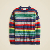 Brushed cashmere relaxed crewneck sweater in vintage stripe