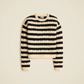 Perfect cashmere cable-knit crewneck sweater in stripe