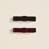 Small velvet bow hair clips set-of-two