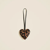 Heart bag charm in leopard-print calf hair