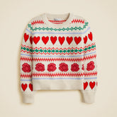 Girls' rosette Fair Isle sweater in cotton