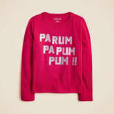 Girls' long-sleeve "Pa rum pa pum" graphic T-shirt with embellishments