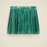 Girls' pleated studded velvet skirt