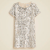 Girls' short-sleeve sequin shift dress