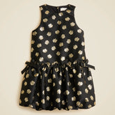 Girls' bubble-skirt dress in metallic rosette jacquard