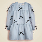Girls' bow-embellished dress in crinkle organza