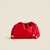 Drawstring pouch bag in satin