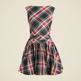 Ruched bubble-hem dress in Stewart tartan taffeta