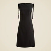 Seamed sheath dress with velvet bows in four-season stretch