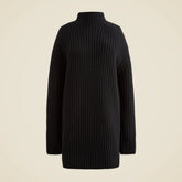Ribbed turtleneck mini sweater-dress in vintage wool