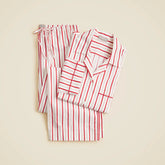 Cotton poplin long-sleeve pajama pant set in peppermint stripe