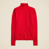 Refined rib lettuce-trim turtleneck