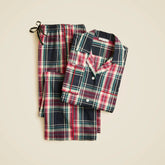 Cotton poplin long-sleeve pajama pant set in Stewart tartan