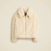 Zip-up jacket in textured faux fur