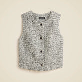 Heathered tweed crewneck vest