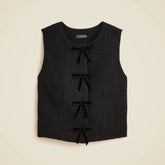 Tweed crewneck vest with velvet bows