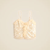 Sequin ruffle-trim tank top