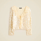 Sequin ruffle-trim shirt with ties