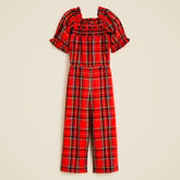 Girls' smocked jumpsuit in Good Tidings plaid