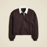Scuba-knit rugby sweatshirt with velvet trim