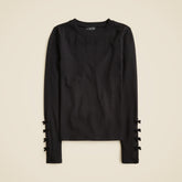 Refined rib long-sleeve T-shirt with bow cuffs