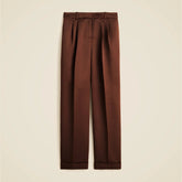 Petite wide-leg pleated pant in duchesse satin