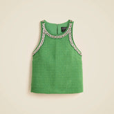 Embellished tweed tank top