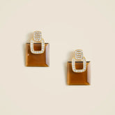 Square gemstone stud earrings
